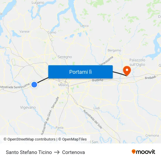 Santo Stefano Ticino to Cortenova map