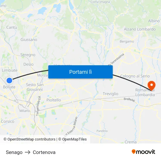 Senago to Cortenova map