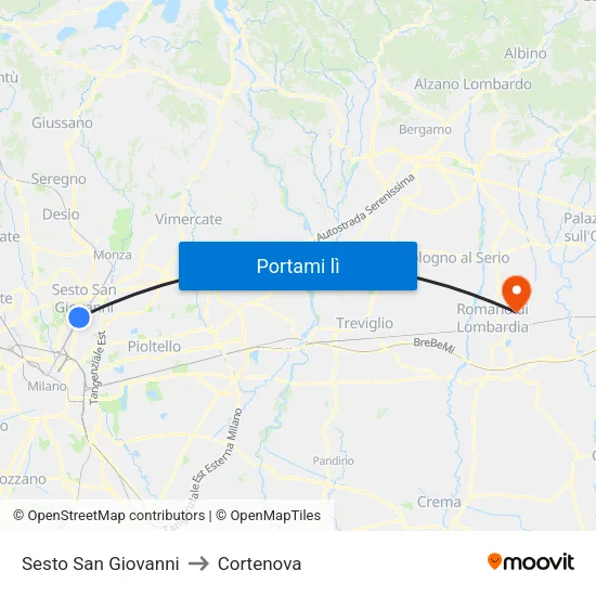 Sesto San Giovanni to Cortenova map