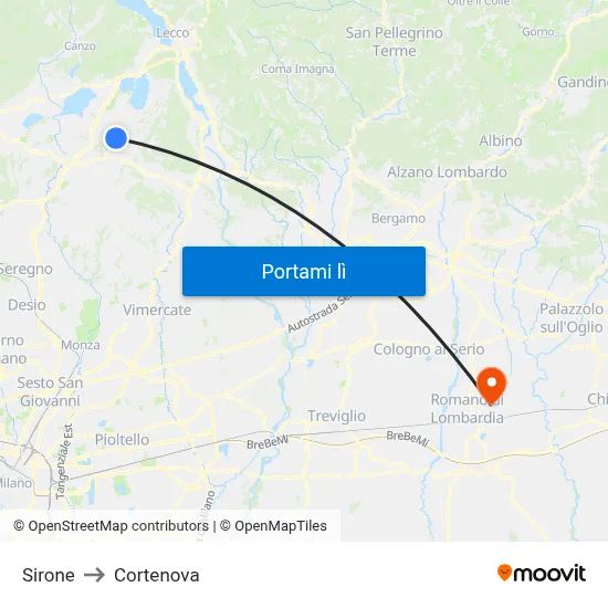 Sirone to Cortenova map