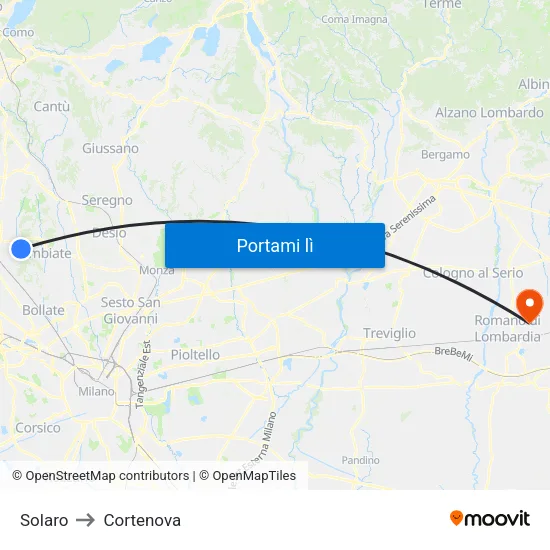 Solaro to Cortenova map