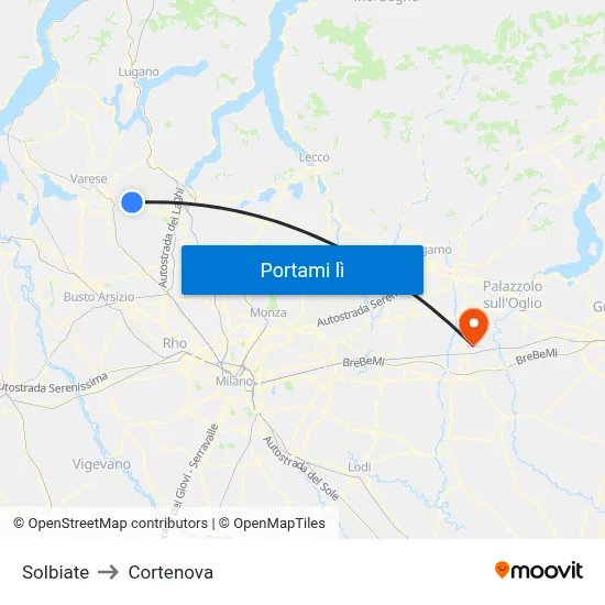Solbiate to Cortenova map