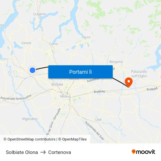 Solbiate Olona to Cortenova map
