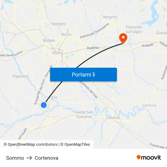 Sommo to Cortenova map