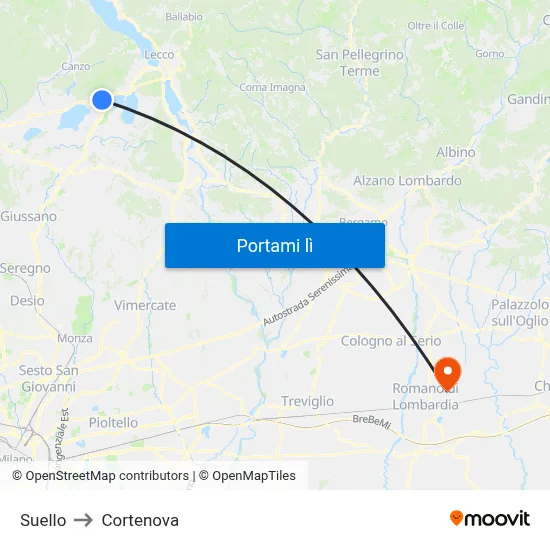 Suello to Cortenova map