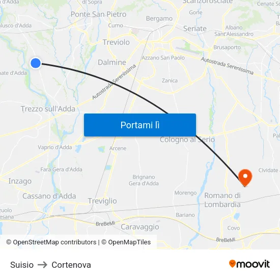 Suisio to Cortenova map