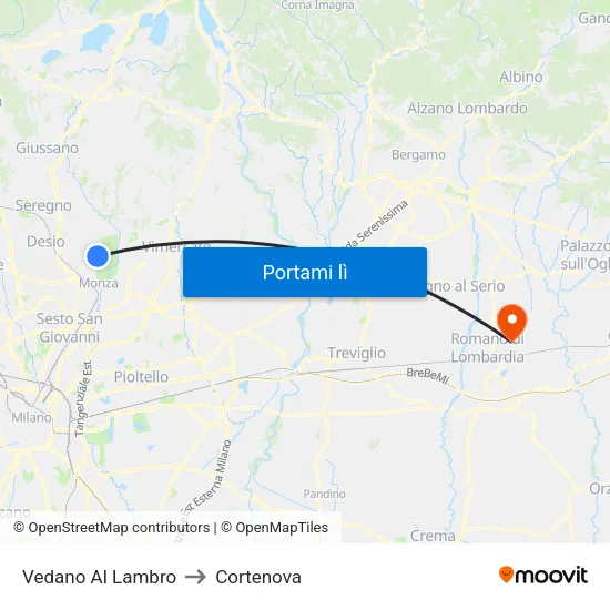 Vedano Al Lambro to Cortenova map