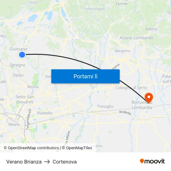 Verano Brianza to Cortenova map