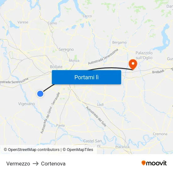 Vermezzo to Cortenova map