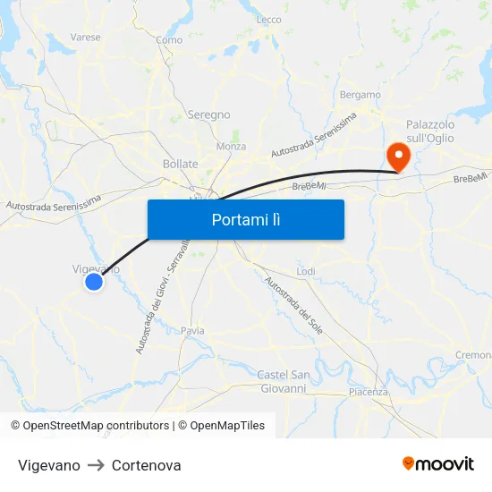 Vigevano to Cortenova map