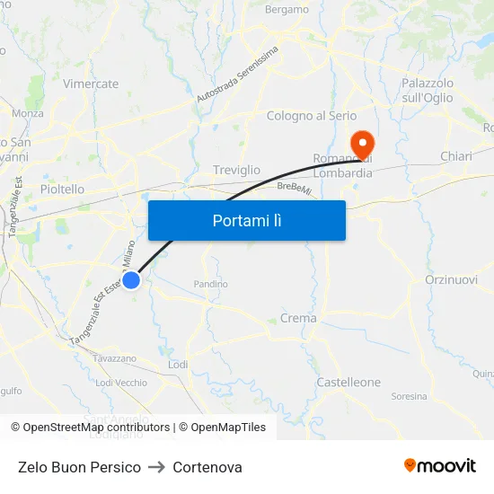 Zelo Buon Persico to Cortenova map