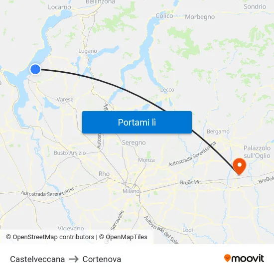 Castelveccana to Cortenova map