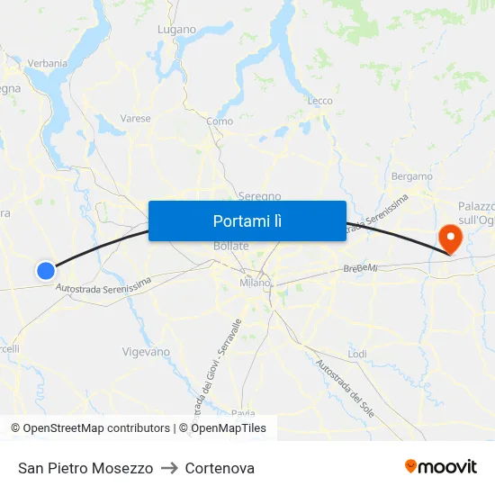 San Pietro Mosezzo to Cortenova map