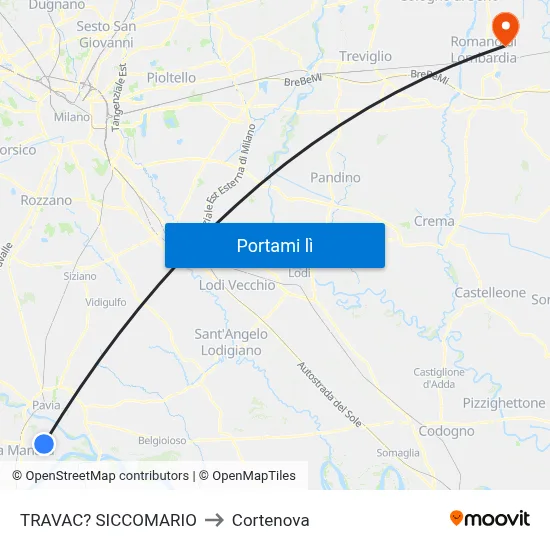 TRAVAC? SICCOMARIO to Cortenova map