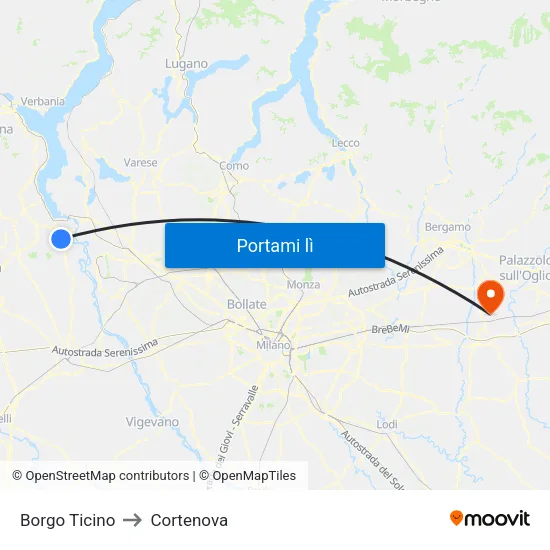 Borgo Ticino to Cortenova map