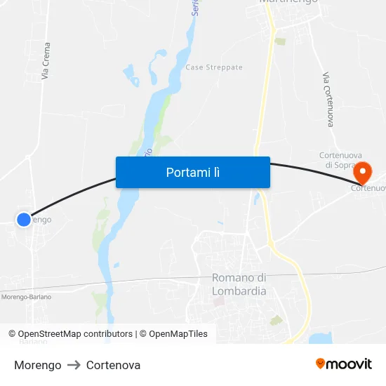 Morengo to Cortenova map