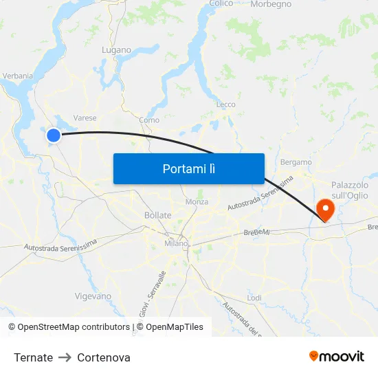 Ternate to Cortenova map