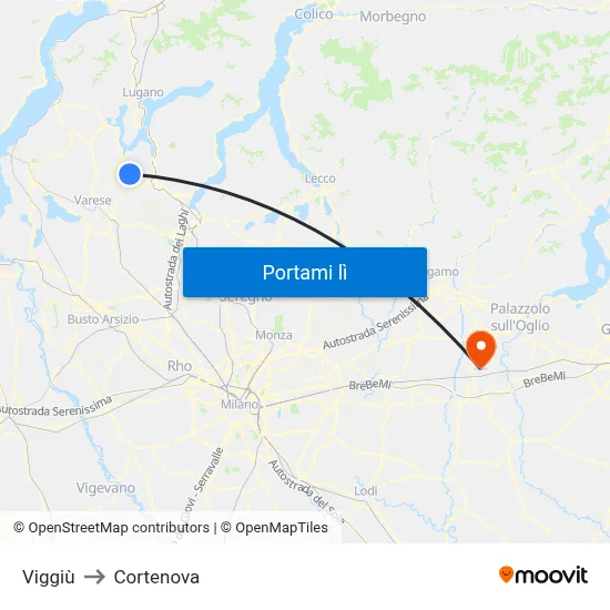 Viggiù to Cortenova map