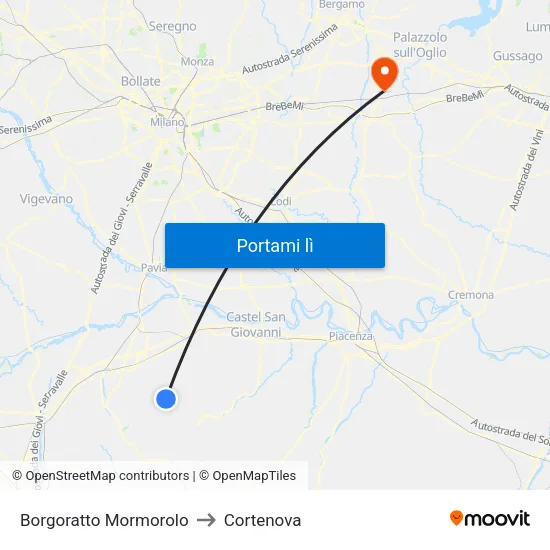Borgoratto Mormorolo to Cortenova map