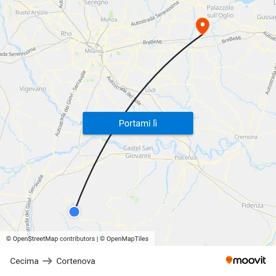 Cecima to Cortenova map