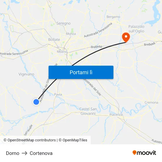 Dorno to Cortenova map