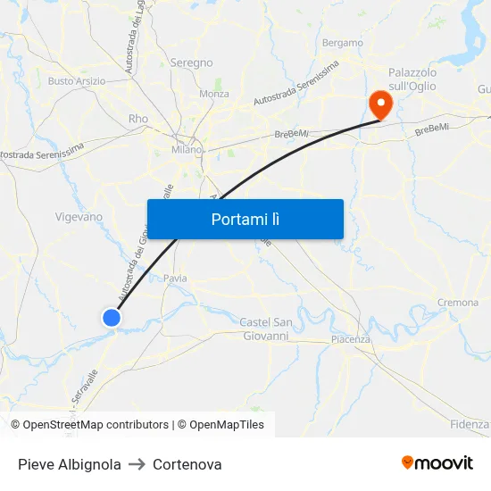 Pieve Albignola to Cortenova map