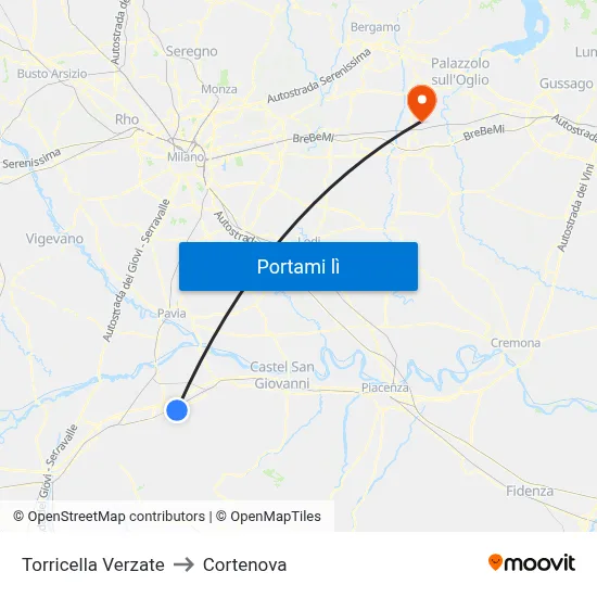 Torricella Verzate to Cortenova map
