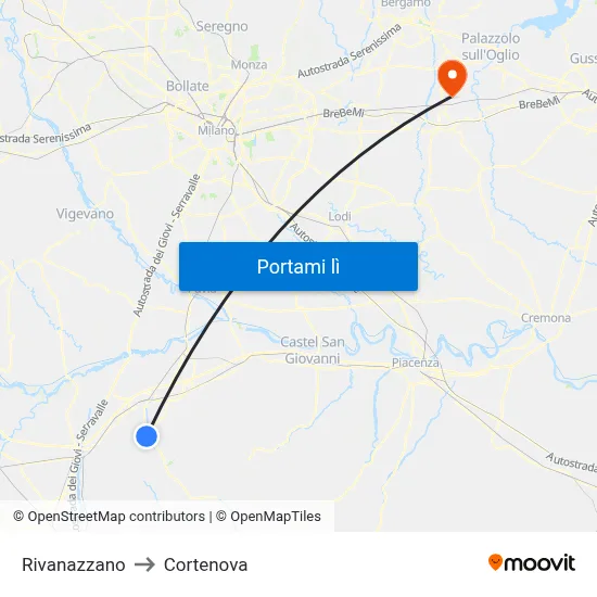 Rivanazzano to Cortenova map