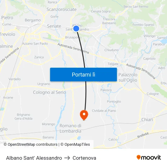 Albano Sant' Alessandro to Cortenova map