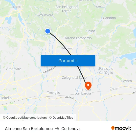 Almenno San Bartolomeo to Cortenova map