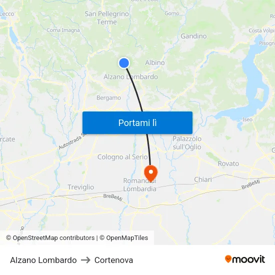 Alzano Lombardo to Cortenova map