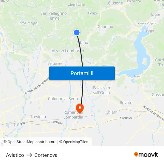 Aviatico to Cortenova map