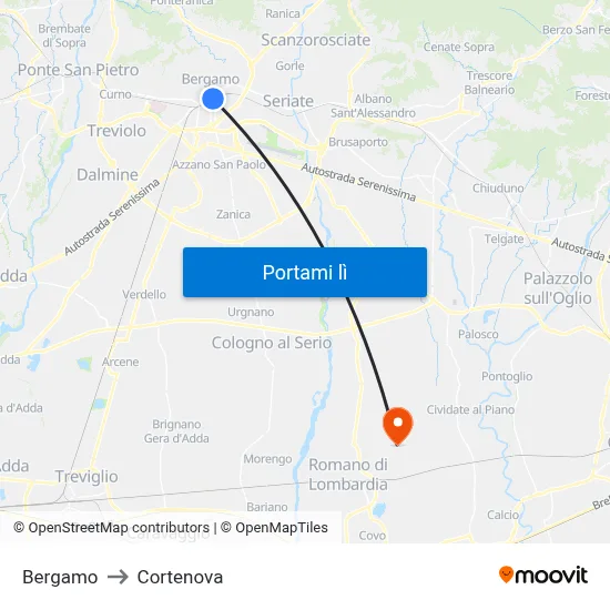 Bergamo to Cortenova map