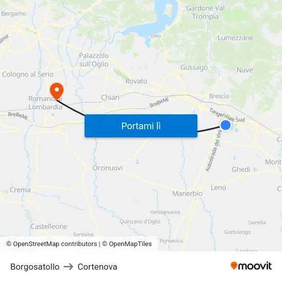 Borgosatollo to Cortenova map