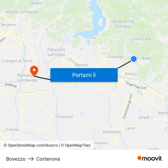 Bovezzo to Cortenova map