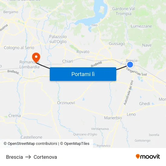 Brescia to Cortenova map