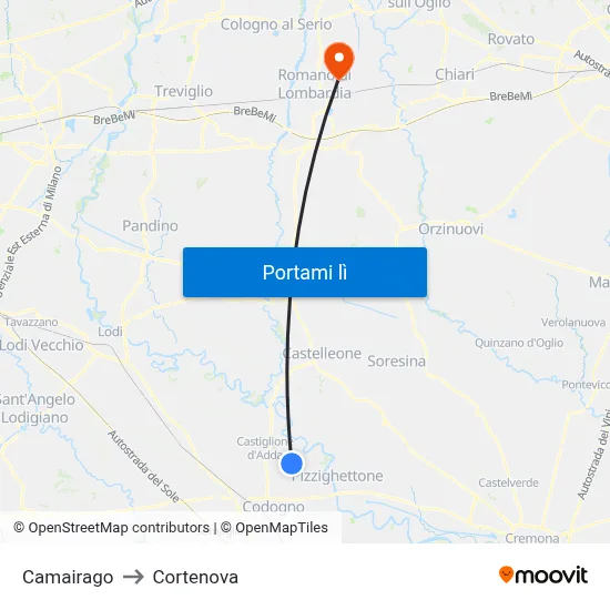Camairago to Cortenova map
