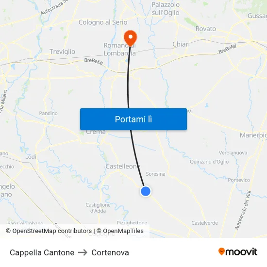 Cappella Cantone to Cortenova map