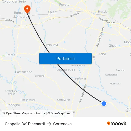 Cappella De' Picenardi to Cortenova map
