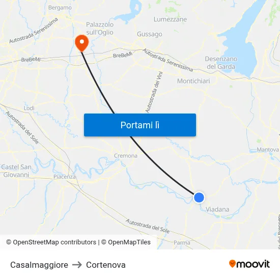Casalmaggiore to Cortenova map