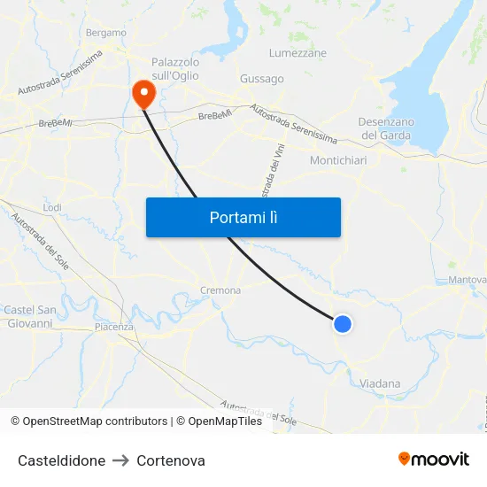 Casteldidone to Cortenova map