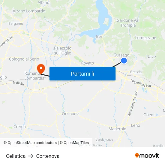 Cellatica to Cortenova map