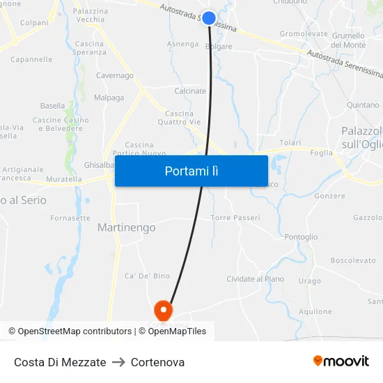 Costa Di Mezzate to Cortenova map