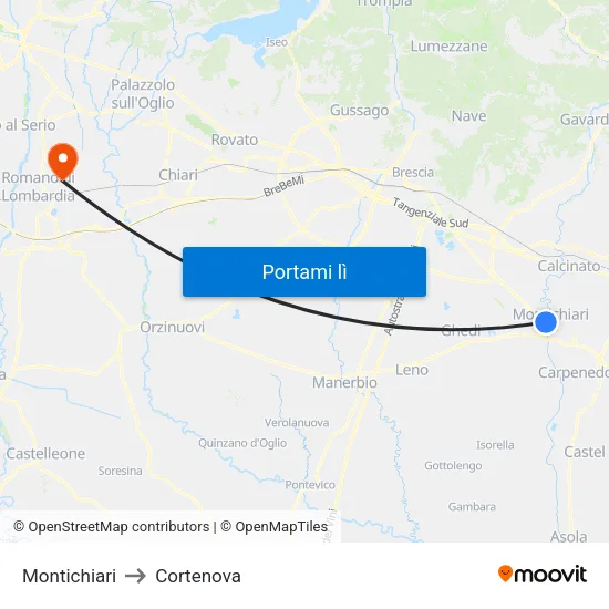 Montichiari to Cortenova map