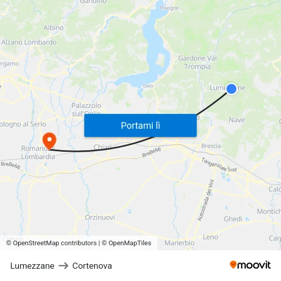 Lumezzane to Cortenova map