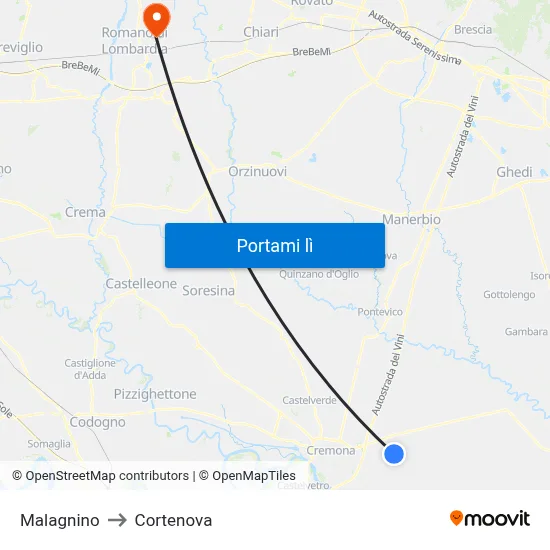 Malagnino to Cortenova map