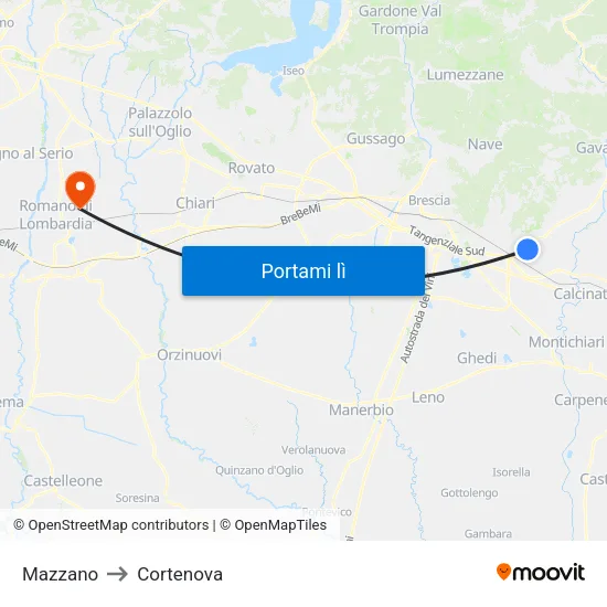 Mazzano to Cortenova map