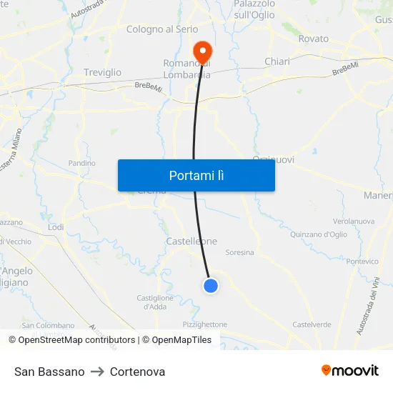 San Bassano to Cortenova map