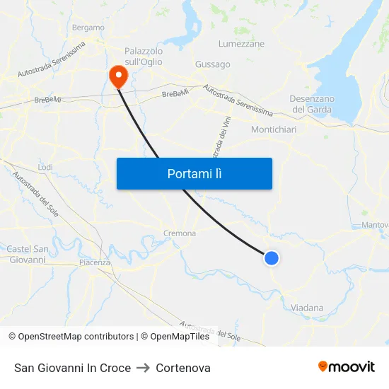 San Giovanni In Croce to Cortenova map