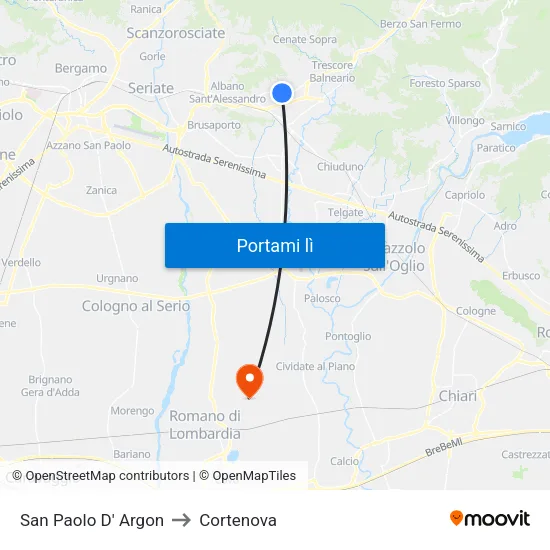 San Paolo D' Argon to Cortenova map